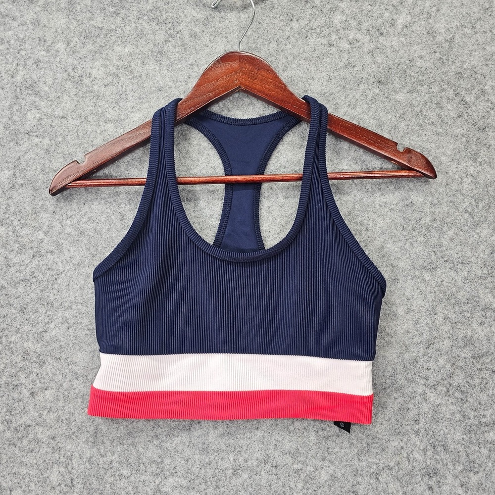 Beach Riot Sports Bra Womens Small Blue Red Colorblock Racerback Performance USA